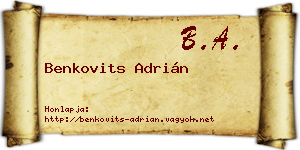 Benkovits Adrián névjegykártya