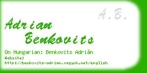 adrian benkovits business card